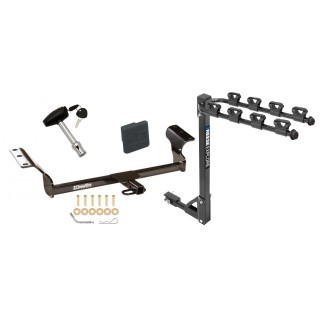 Trailer Tow Hitch w 4 Bike Rack For 03 14 Toyota Matrix 03 10 Pontiac Vibe tilt away adult or child arms fold down carrier w Lock and Cover